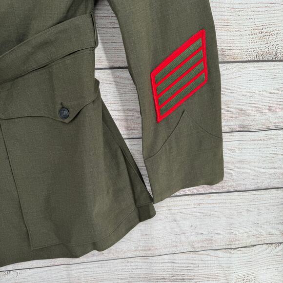 Vintage 70s USMC Marine Corps Alpha Uniform Dress Jacket Mens 44 Xtra Long Green - Picture 4 of 12
